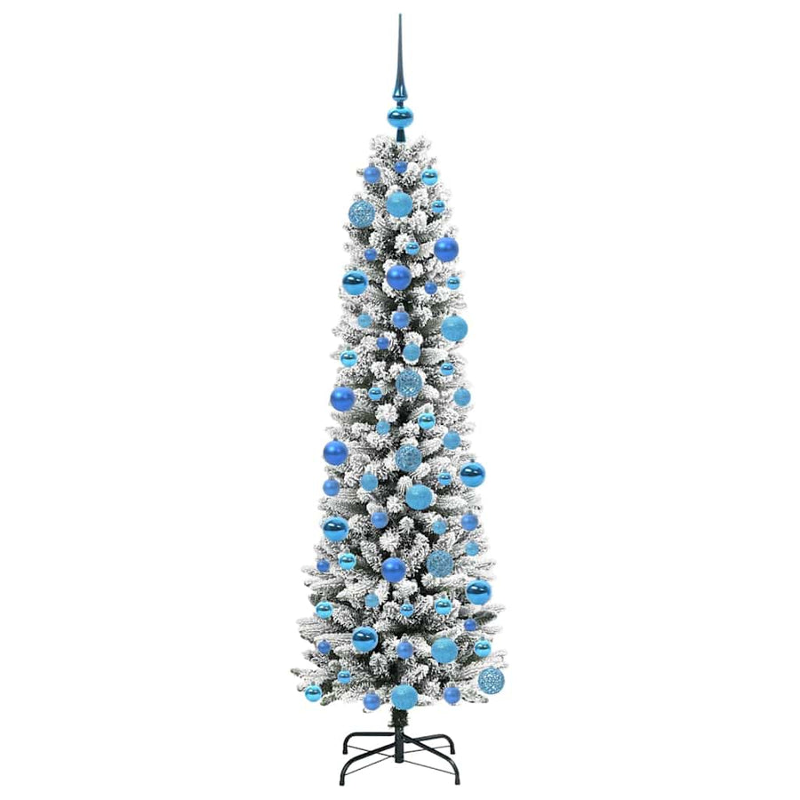 Kunstkerstboom Groen en wit 180 cm PVC en Metaal en Plastic