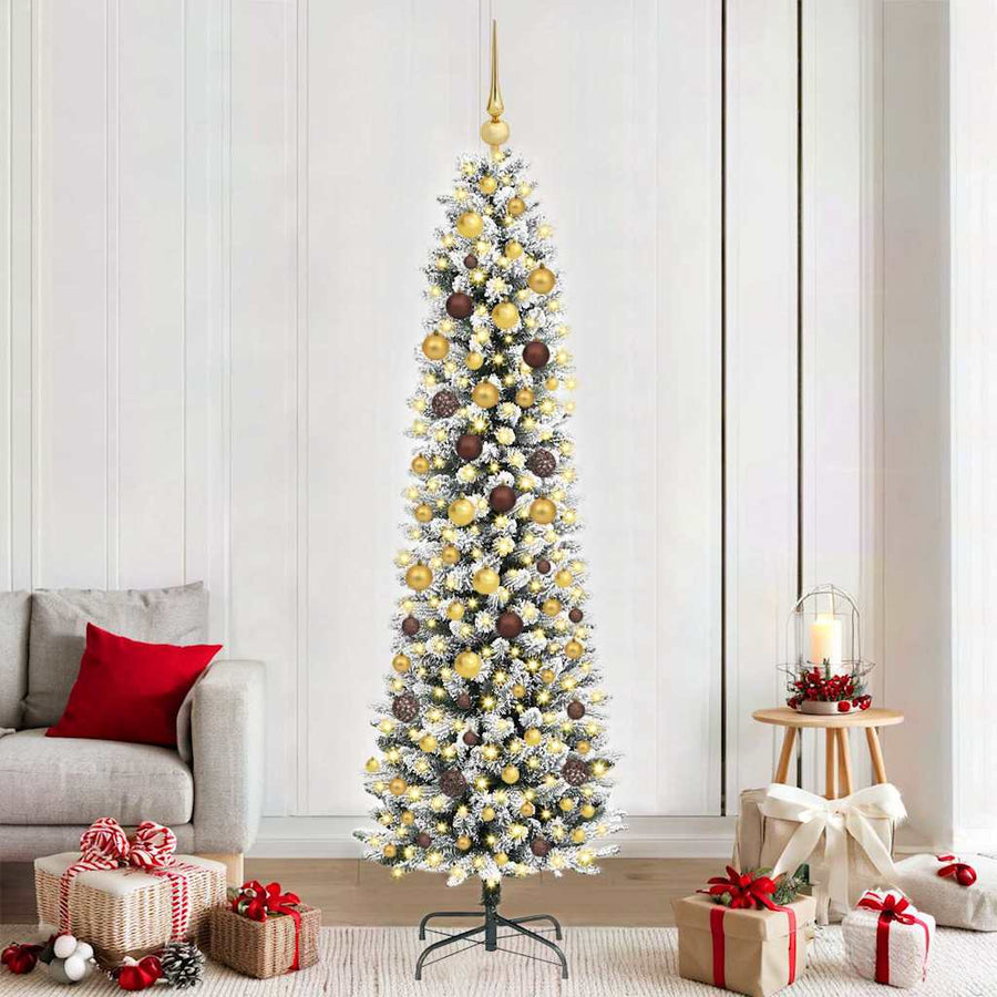 Kunstkerstboom Wit 210 cm PVC en Metaal en Plastic