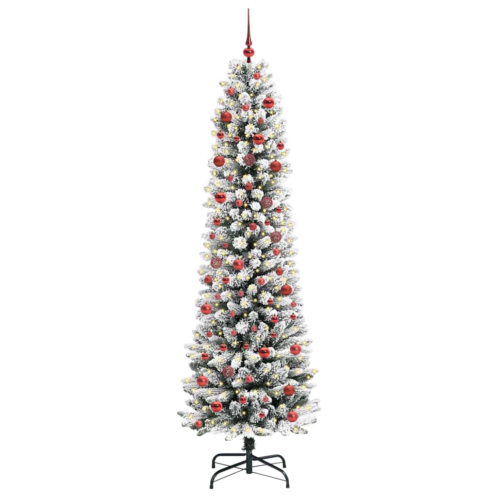 Kunstkerstboom Groen en wit 210 cm PVC en Metaal en Plastic