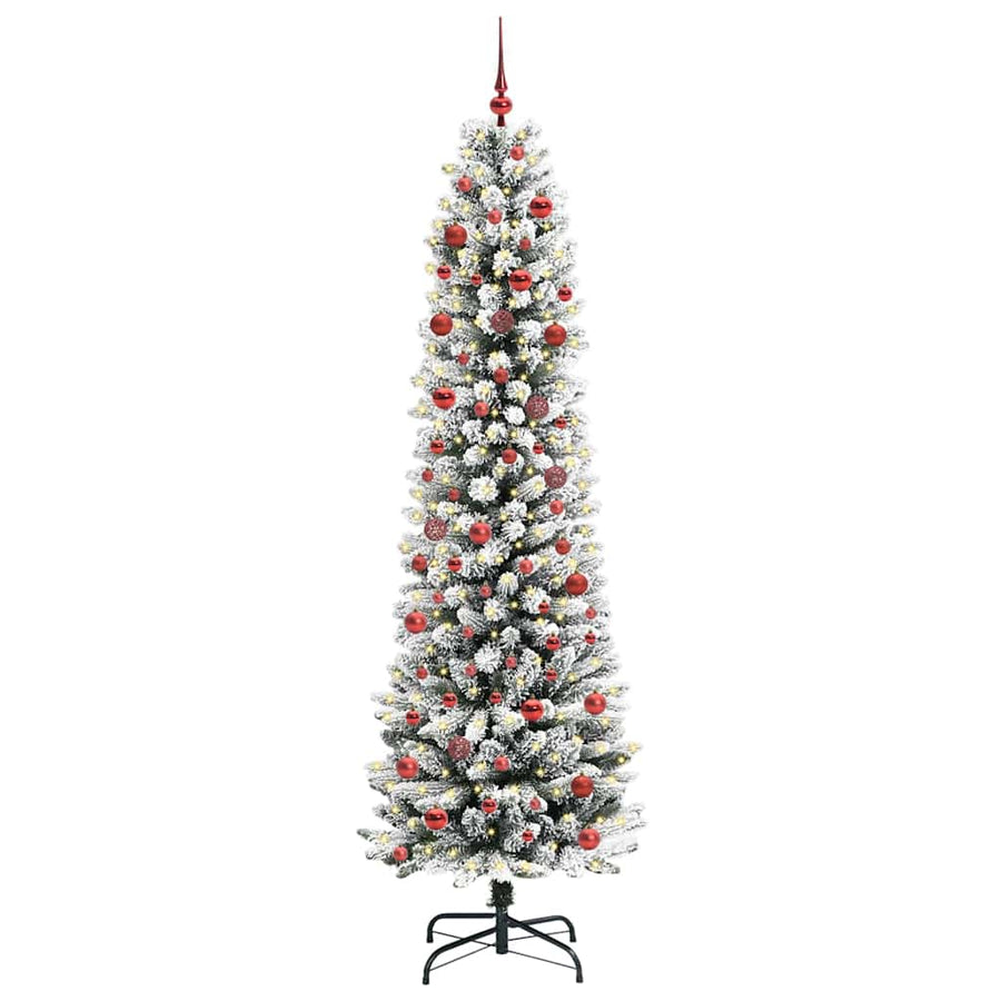 Kunstkerstboom Groen en wit 210 cm PVC en Metaal en Plastic