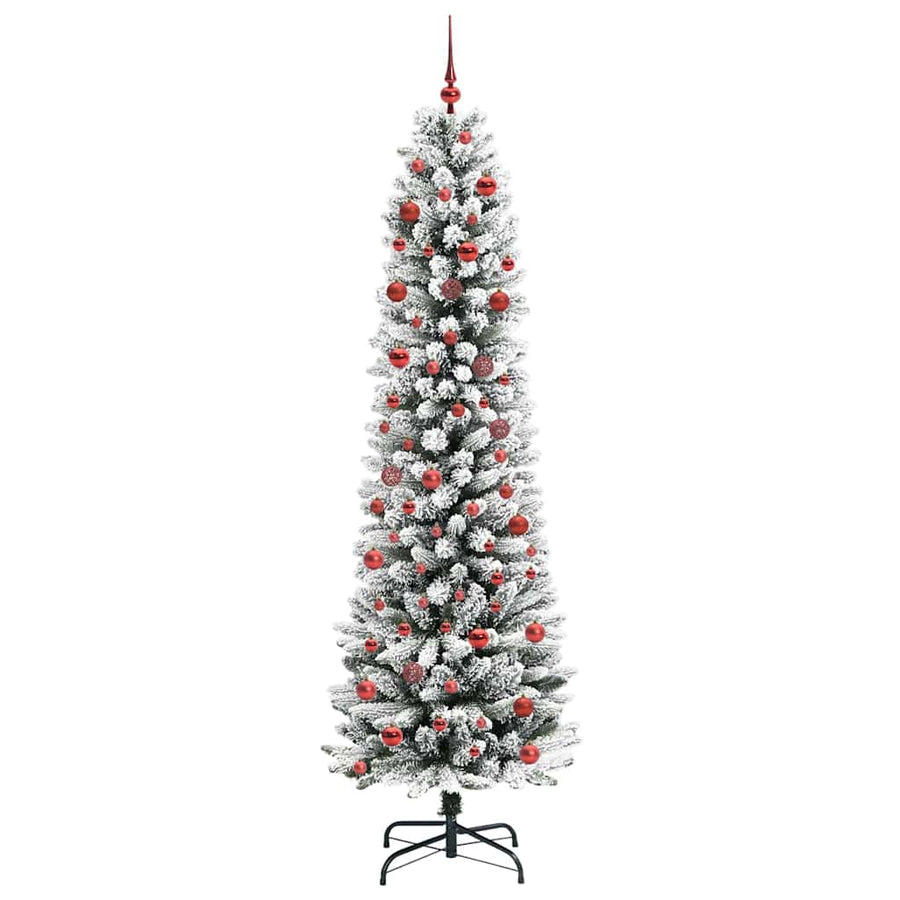Kunstkerstboom Groen en wit 210 cm PVC en Metaal en Plastic