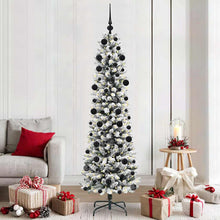 Kunstkerstboom Groen en wit 210 cm PVC en Metaal en Plastic