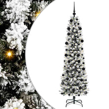 Kunstkerstboom Groen en wit 210 cm PVC en Metaal en Plastic