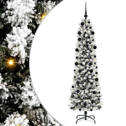 Kunstkerstboom Groen en wit 210 cm PVC en Metaal en Plastic