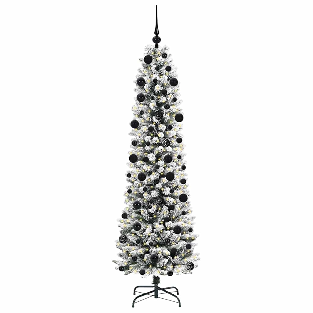 Kunstkerstboom Groen en wit 210 cm PVC en Metaal en Plastic