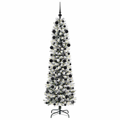 Kunstkerstboom Groen en wit 210 cm PVC en Metaal en Plastic