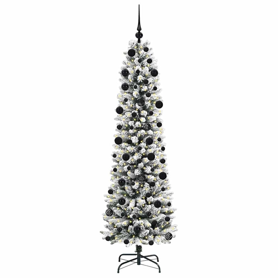 Kunstkerstboom Groen en wit 210 cm PVC en Metaal en Plastic