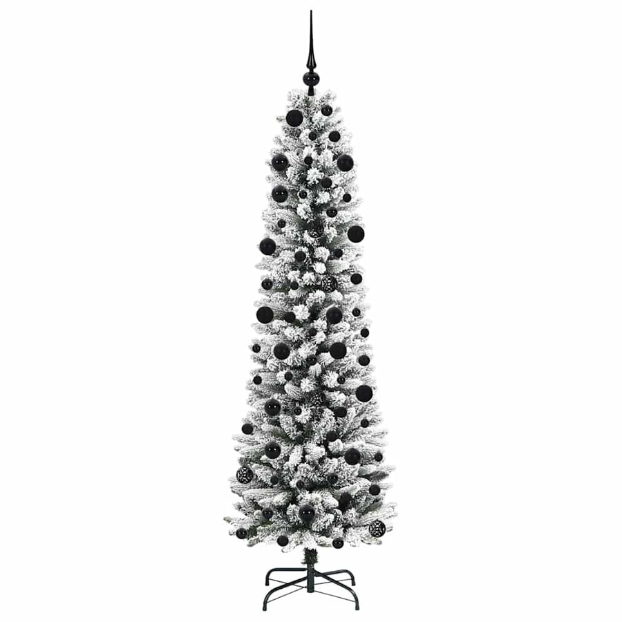Kunstkerstboom Groen en wit 210 cm PVC en Metaal en Plastic