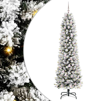 Kunstkerstboom Groen en wit 210 cm PVC en Metaal en Plastic