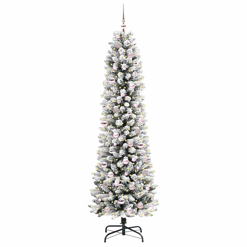 Kunstkerstboom Groen en wit 210 cm PVC en Metaal en Plastic