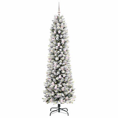 Kunstkerstboom Groen en wit 210 cm PVC en Metaal en Plastic