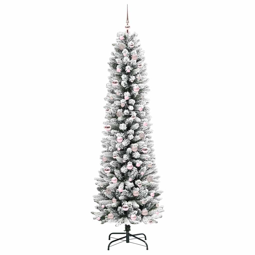 Kunstkerstboom Groen en wit 210 cm PVC en Metaal en Plastic
