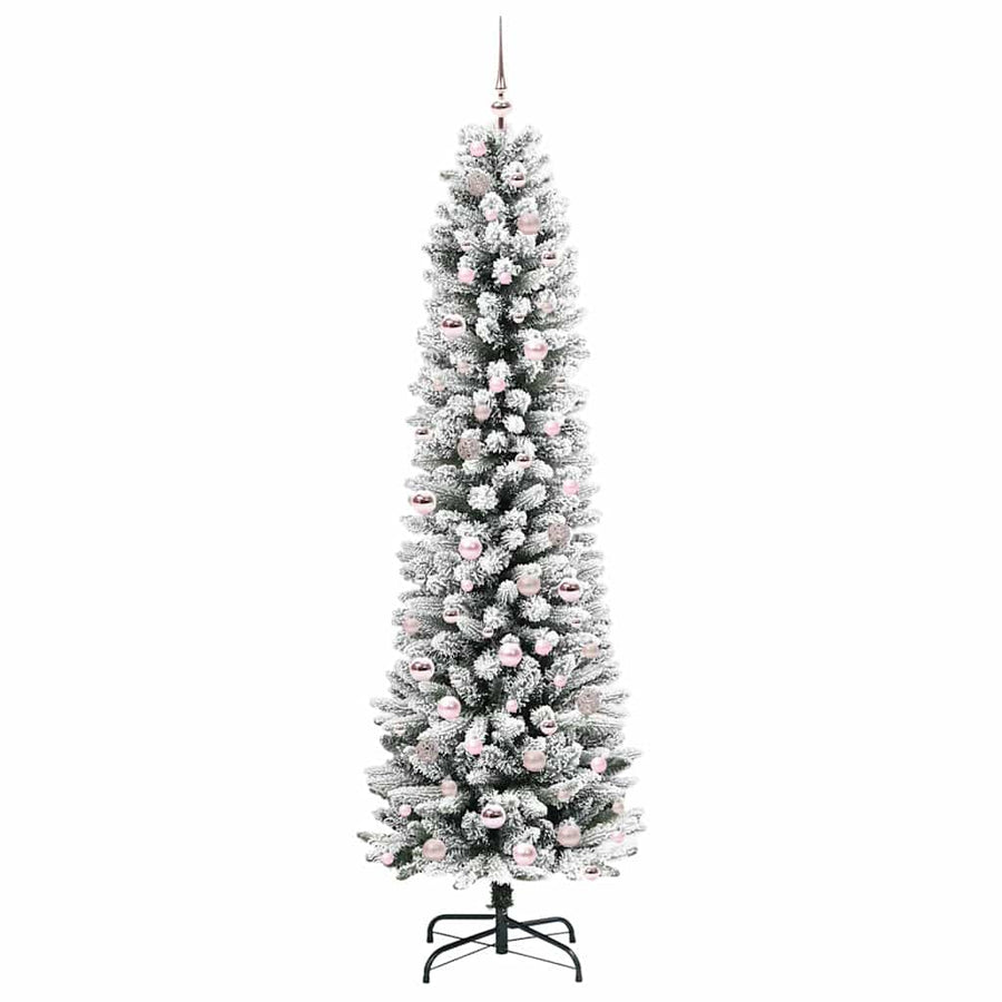 Kunstkerstboom Groen en wit 210 cm PVC en Metaal en Plastic
