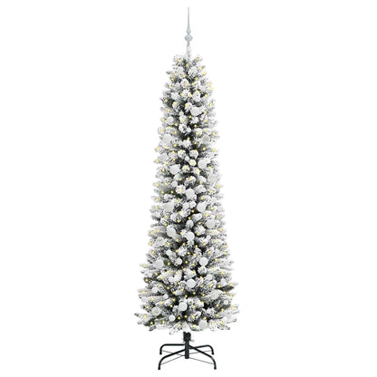 Kunstkerstboom Groen en wit 210 cm PVC en Metaal en Plastic