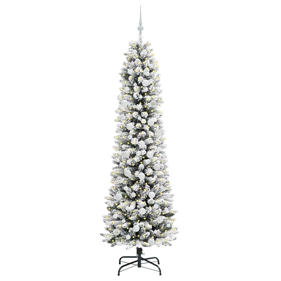 Kunstkerstboom Groen en wit 210 cm PVC en Metaal en Plastic