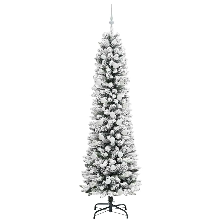Kunstkerstboom Groen en wit 210 cm PVC en Metaal en Plastic