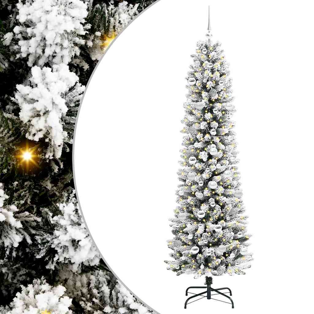 Kunstkerstboom met 300 LED Wit 210 cm PVC en Metaal en Plastic