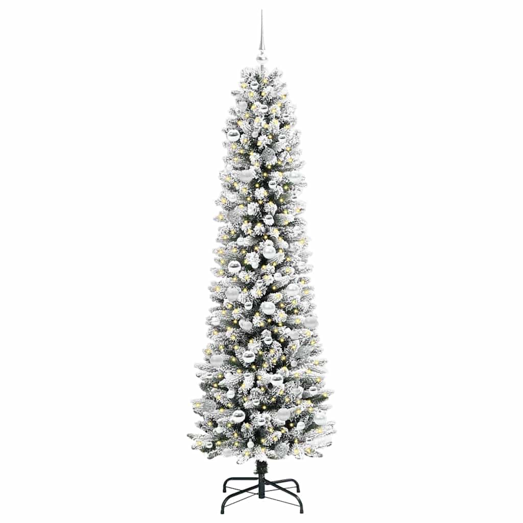 Kunstkerstboom met 300 LED Wit 210 cm PVC en Metaal en Plastic