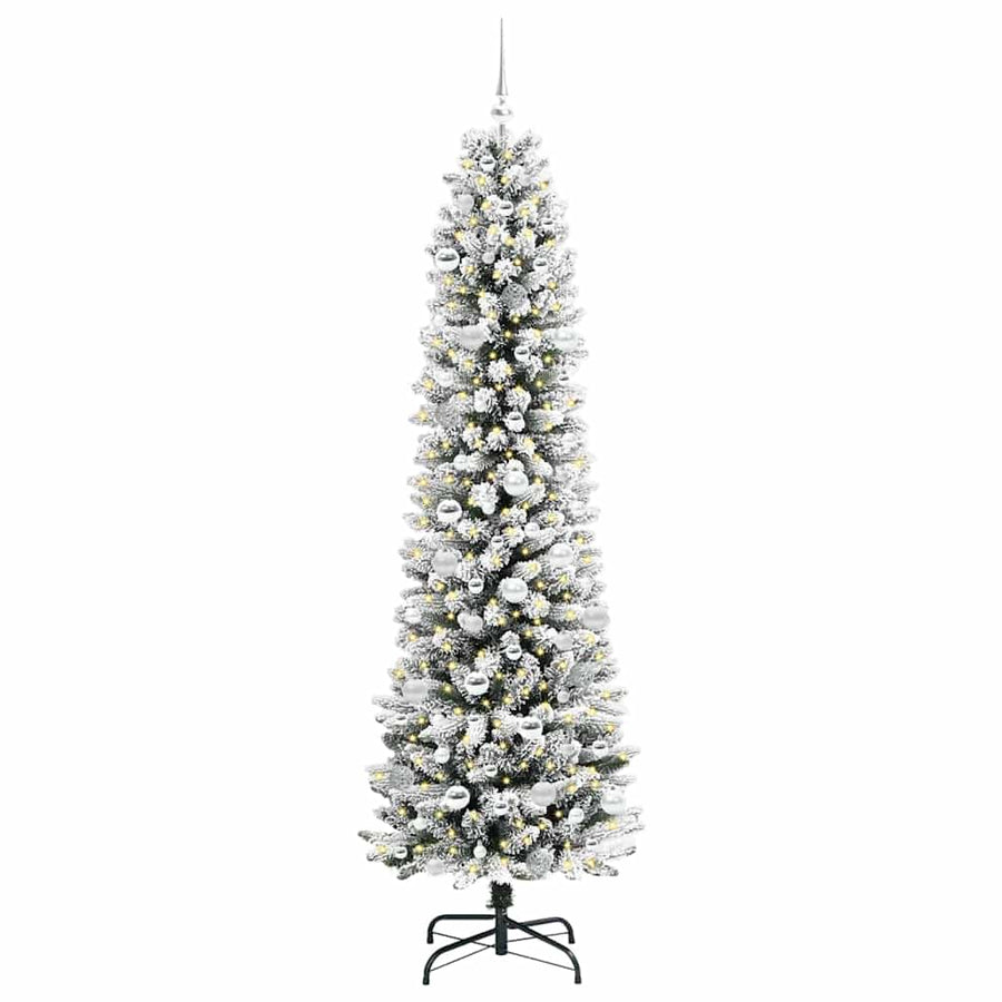 Kunstkerstboom met 300 LED Wit 210 cm PVC en Metaal en Plastic