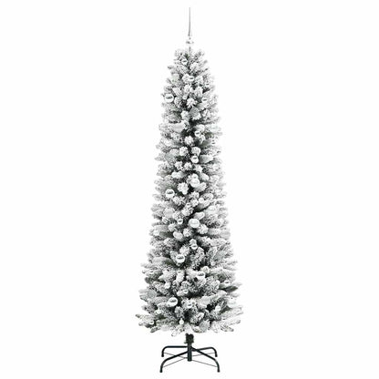 Kunstkerstboom met 300 LED Wit 210 cm PVC en Metaal en Plastic