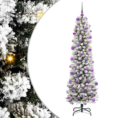 Kunstkerstboom Groen en wit 210 cm PVC en Metaal en Plastic