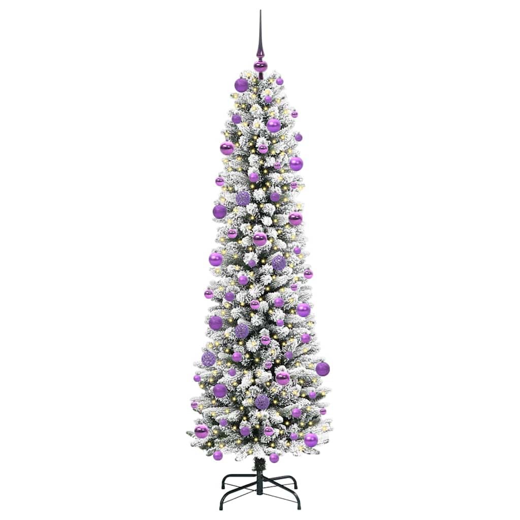Kunstkerstboom Groen en wit 210 cm PVC en Metaal en Plastic