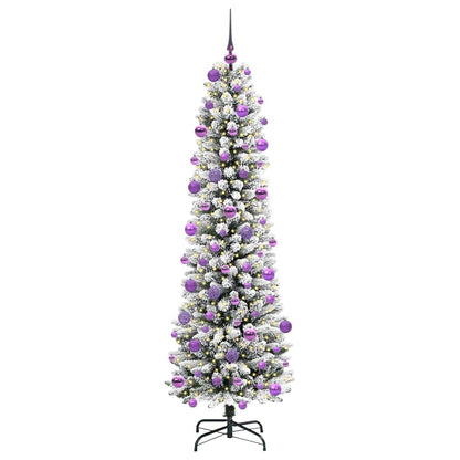 Kunstkerstboom Groen en wit 210 cm PVC en Metaal en Plastic