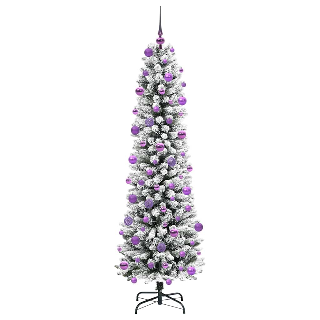 Kunstkerstboom Groen en wit 210 cm PVC en Metaal en Plastic