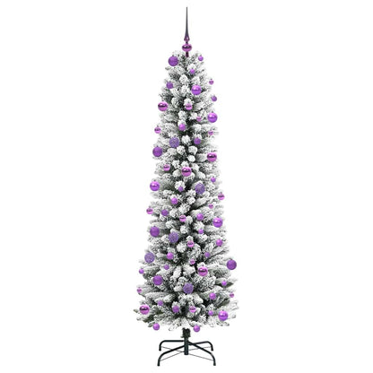 Kunstkerstboom Groen en wit 210 cm PVC en Metaal en Plastic