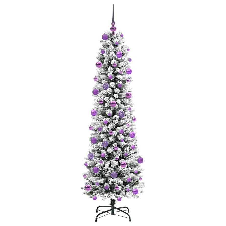 Kunstkerstboom Groen en wit 210 cm PVC en Metaal en Plastic