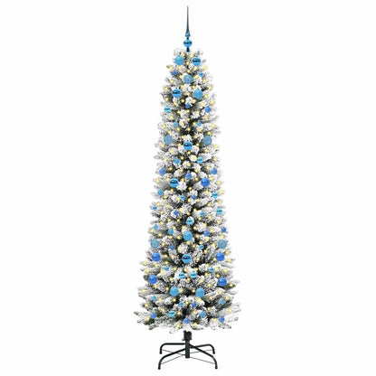 Kunstkerstboom Groen en wit 210 cm PVC en Metaal en Plastic