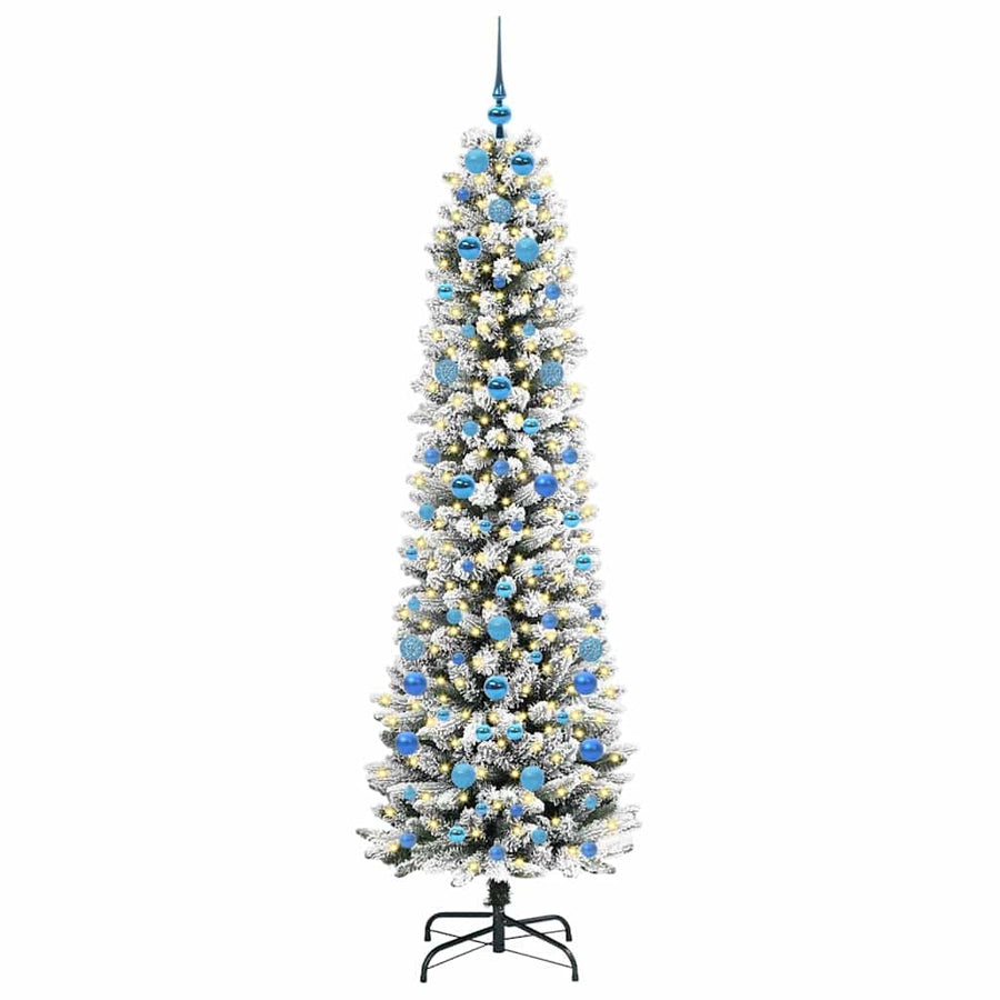 Kunstkerstboom Groen en wit 210 cm PVC en Metaal en Plastic