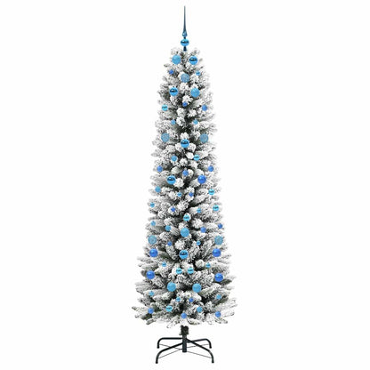 Kunstkerstboom Groen en wit 210 cm PVC en Metaal en Plastic