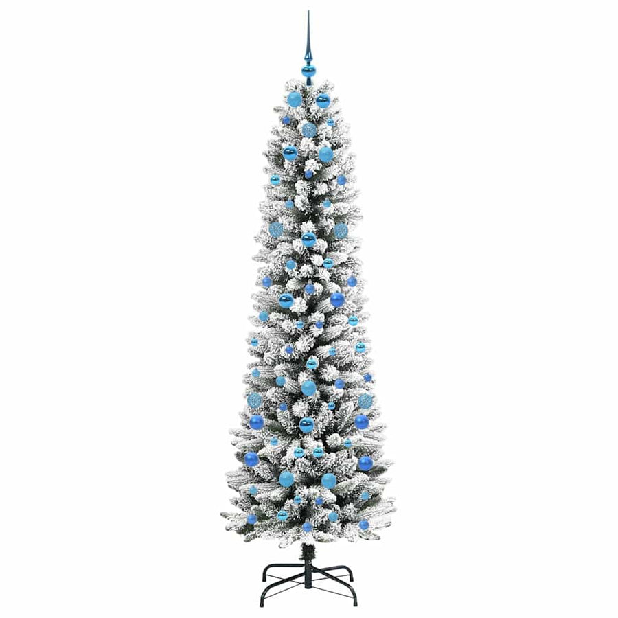 Kunstkerstboom Groen en wit 210 cm PVC en Metaal en Plastic