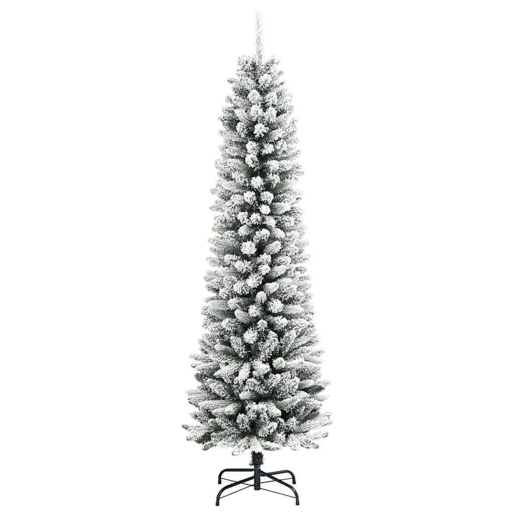 Kunstkerstboom Groen en wit 210 cm PVC en Metaal en Plastic