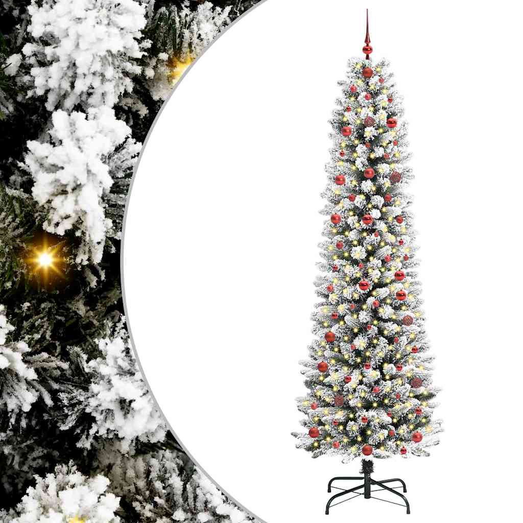 Kunstkerstboom Groen en wit 240 cm PVC en Metaal en Plastic