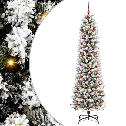 Kunstkerstboom Groen en wit 240 cm PVC en Metaal en Plastic