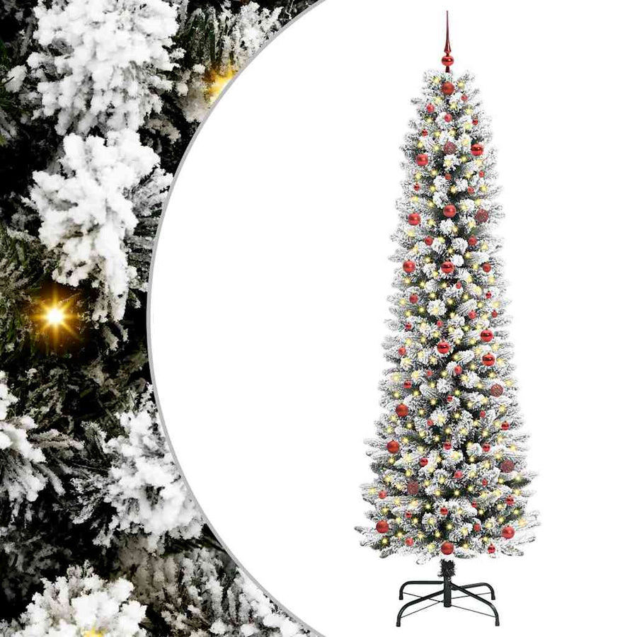 Kunstkerstboom Groen en wit 240 cm PVC en Metaal en Plastic