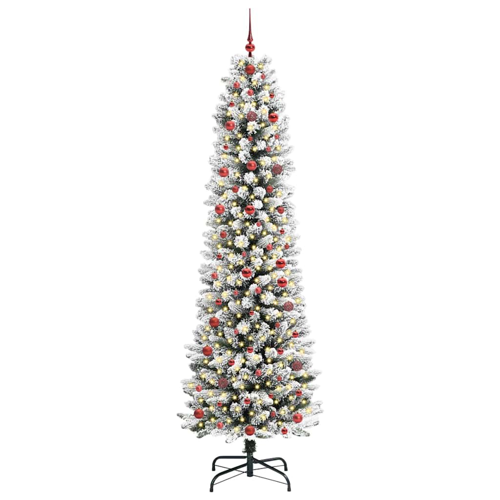 Kunstkerstboom Groen en wit 240 cm PVC en Metaal en Plastic