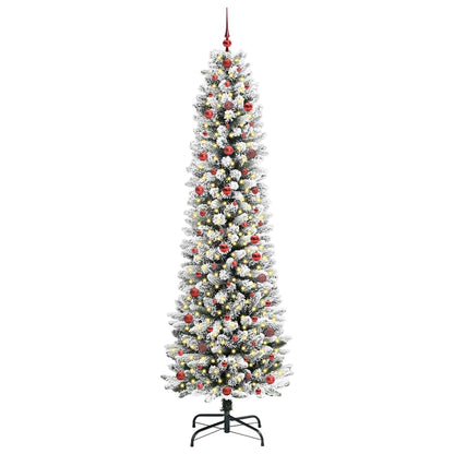 Kunstkerstboom Groen en wit 240 cm PVC en Metaal en Plastic