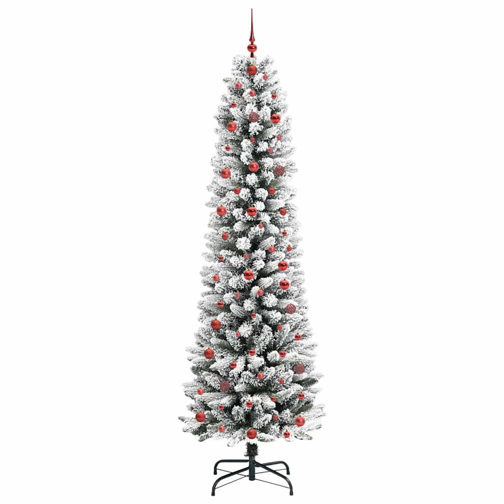 Kunstkerstboom Groen en wit 240 cm PVC en Metaal en Plastic