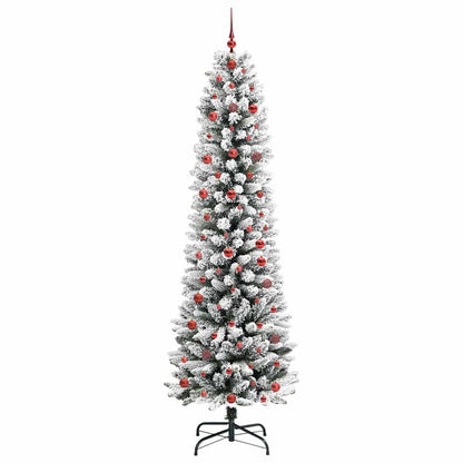 Kunstkerstboom Groen en wit 240 cm PVC en Metaal en Plastic