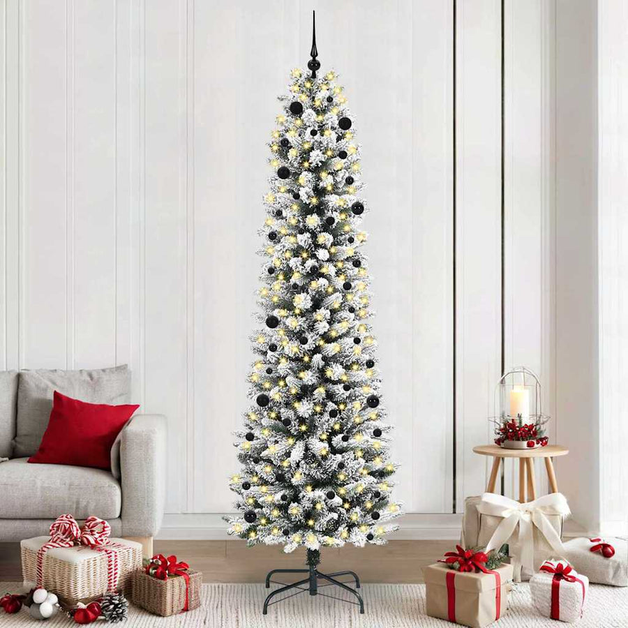 Kunstkerstboom Groen en wit 240 cm PVC en Metaal en Plastic