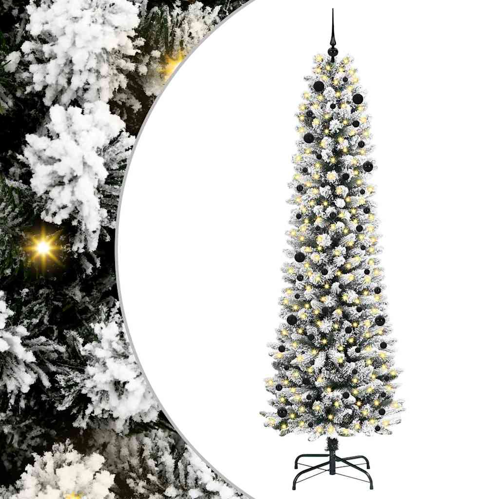 Kunstkerstboom Groen en wit 240 cm PVC en Metaal en Plastic