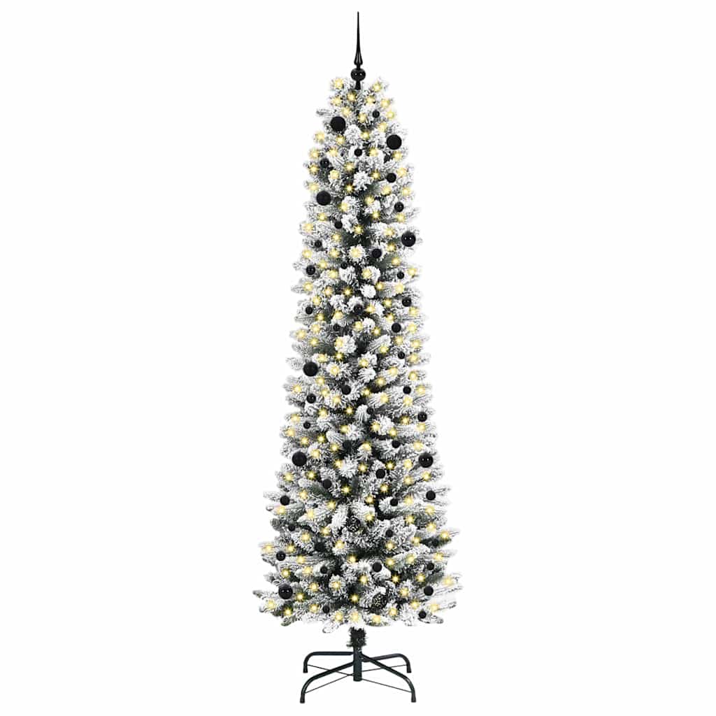 Kunstkerstboom Groen en wit 240 cm PVC en Metaal en Plastic