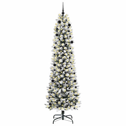 Kunstkerstboom Groen en wit 240 cm PVC en Metaal en Plastic