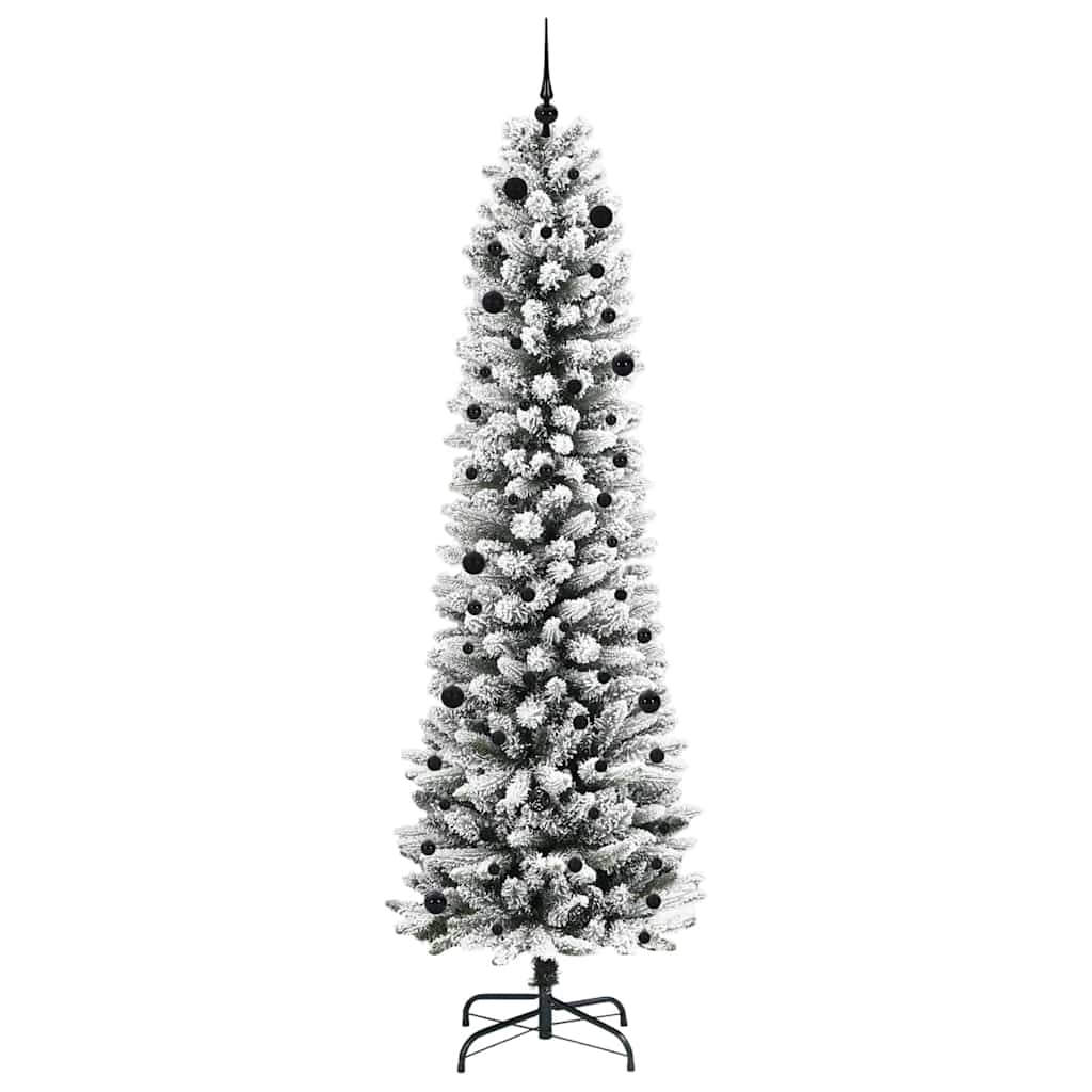 Kunstkerstboom Groen en wit 240 cm PVC en Metaal en Plastic