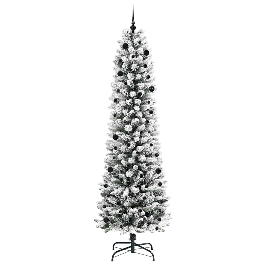 Kunstkerstboom Groen en wit 240 cm PVC en Metaal en Plastic