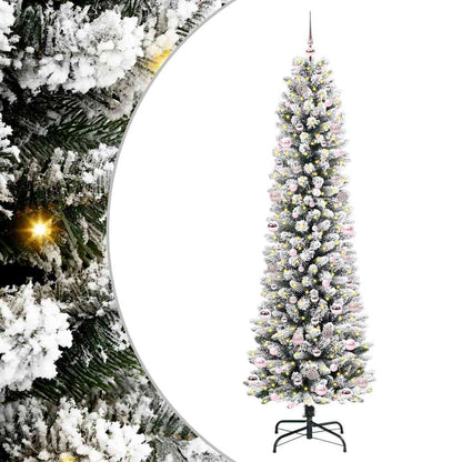 Kunstkerstboom Groen en wit 240 cm PVC en Metaal en Plastic