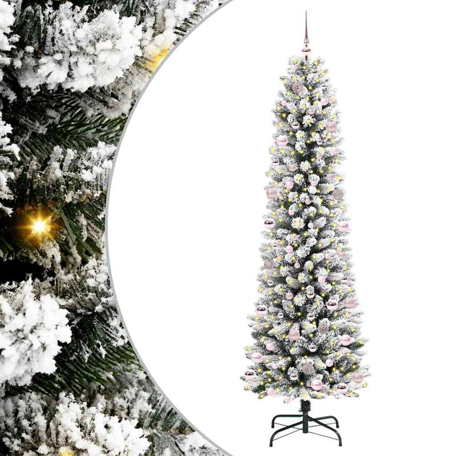 Kunstkerstboom Groen en wit 240 cm PVC en Metaal en Plastic